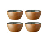 Bowl Wood 12 cm 4 pcs Wood/Forest Stoneware