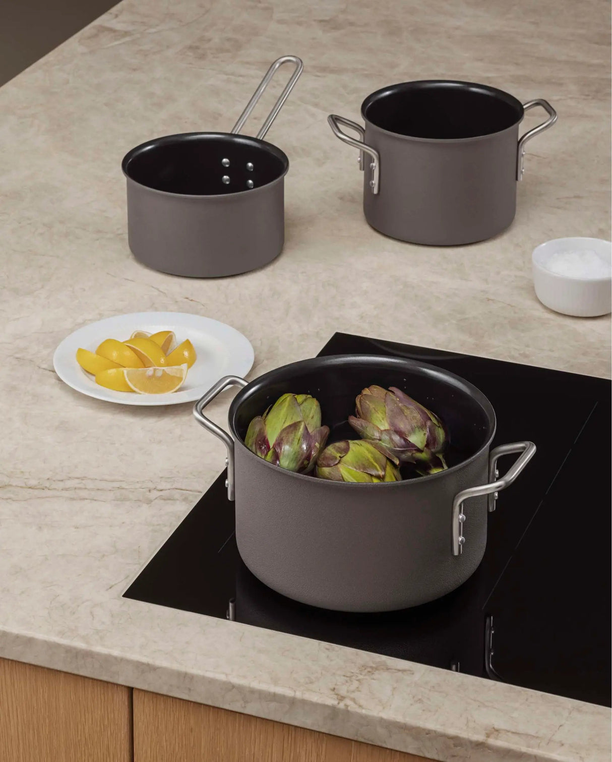 Grey Line 3 pcs. Cookware set 1.8 l 2.5 l  3.8 l ceramic Slip-Let® coating