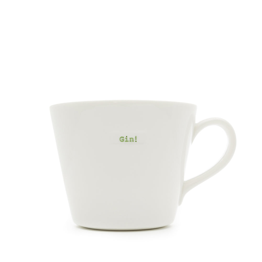 Keith Brymer Jones - Word Range - Standard Ceramic White Mug - gin! - 350ml - Gift Boxed