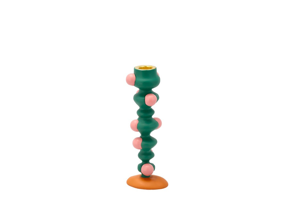 Candlestick Styles 6x5x18cm Green/Rose
