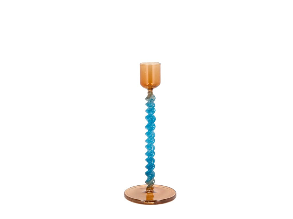 Glass candlestick Styles 7.4 x 16.3 cm Blue/Amber