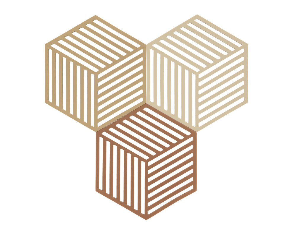 Trivet Hexagon 3 pcs Khaki/Warm sand/Almond