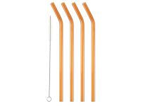 Straw with bend 21.5 cm 4 pcs Amber Glass