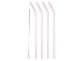 Straw with bend 21.5 cm 4 pcs Pink Glass