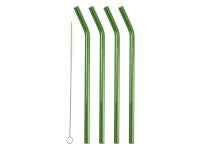 Straw with bend 21.5 cm 4 pcs Green Glass