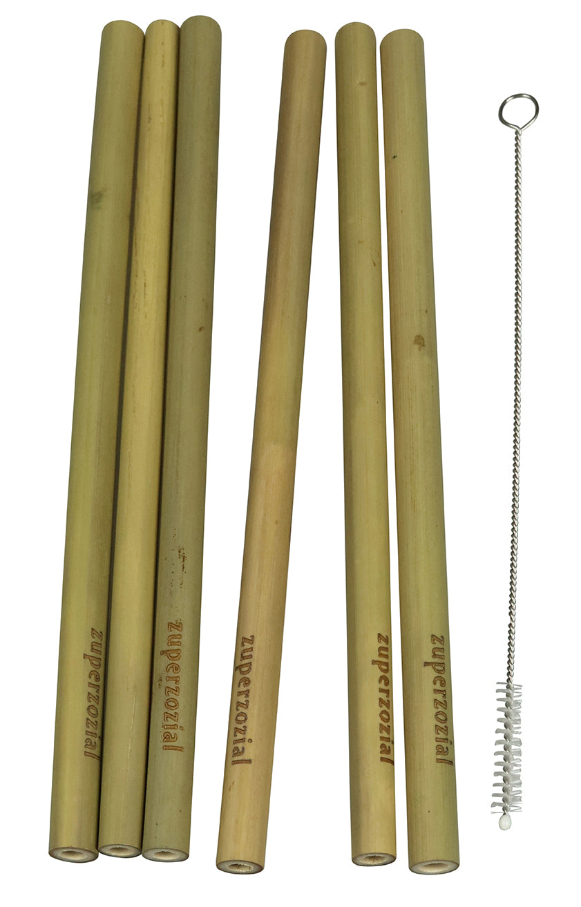 Bamboo Straws, reusable set/6+brush - Zuperzozial UK